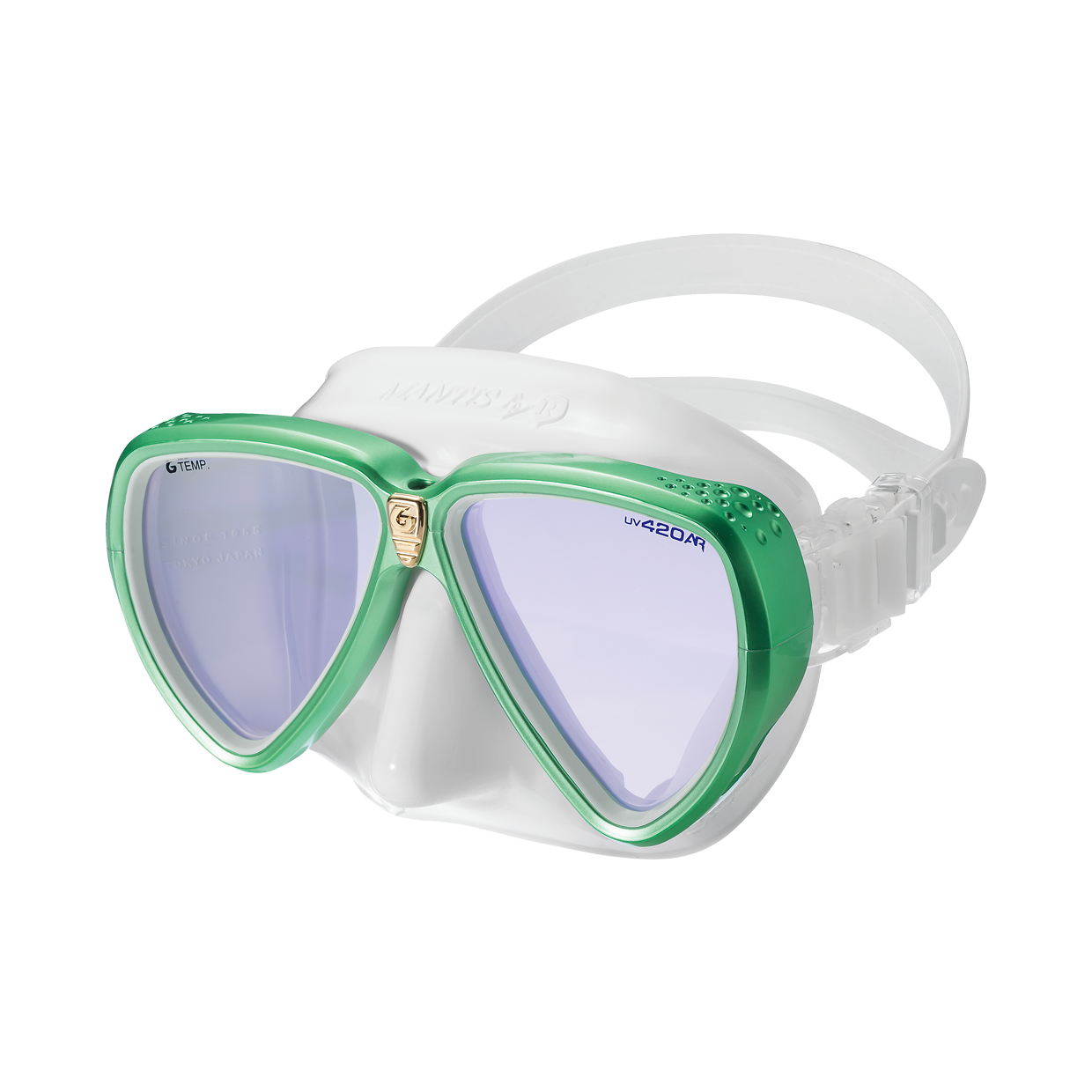 GM-1247 MANTIS LVR WHITE SILICON UV 420 MASK MIR EASTER GREEN