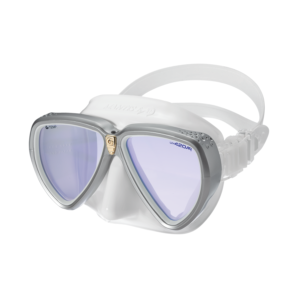 GM-1247 MANTIS LVR WHITE SILICON UV420 MASK M SAMBA SILVER